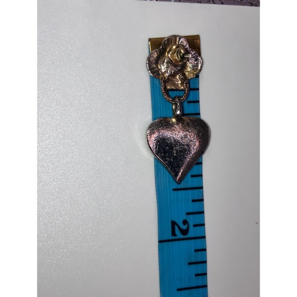 Purple & Gold-Tone Art Nouveau Heart Dangle Earrings Vintage! - Picture 9 of 10